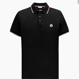 Moncler Black Polo with Red and White Accents